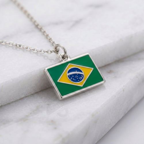 Brazília zászló charm · Ezüst