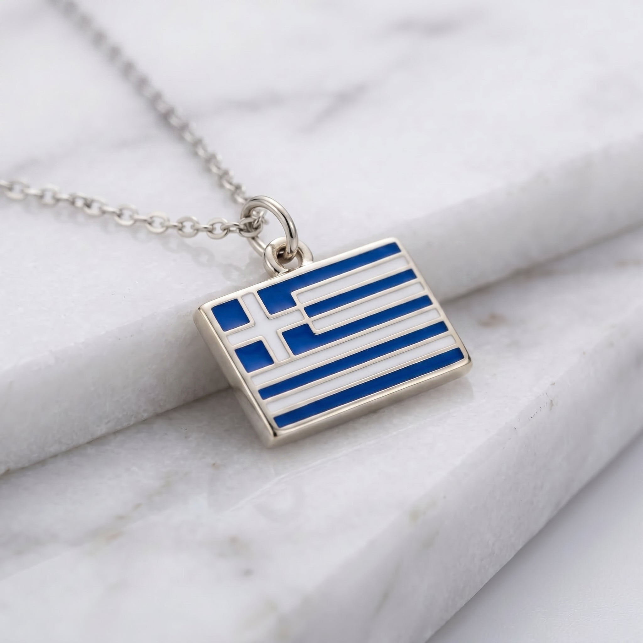 Görögország zászló charm · Ezüst