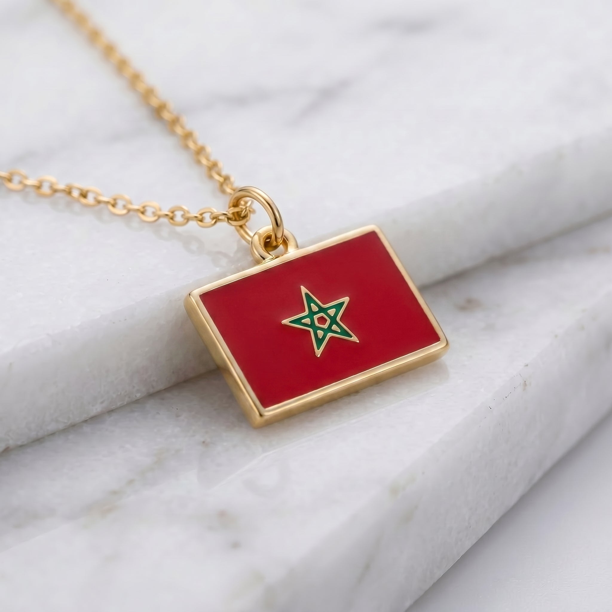 Marokkó zászló charm · Arany