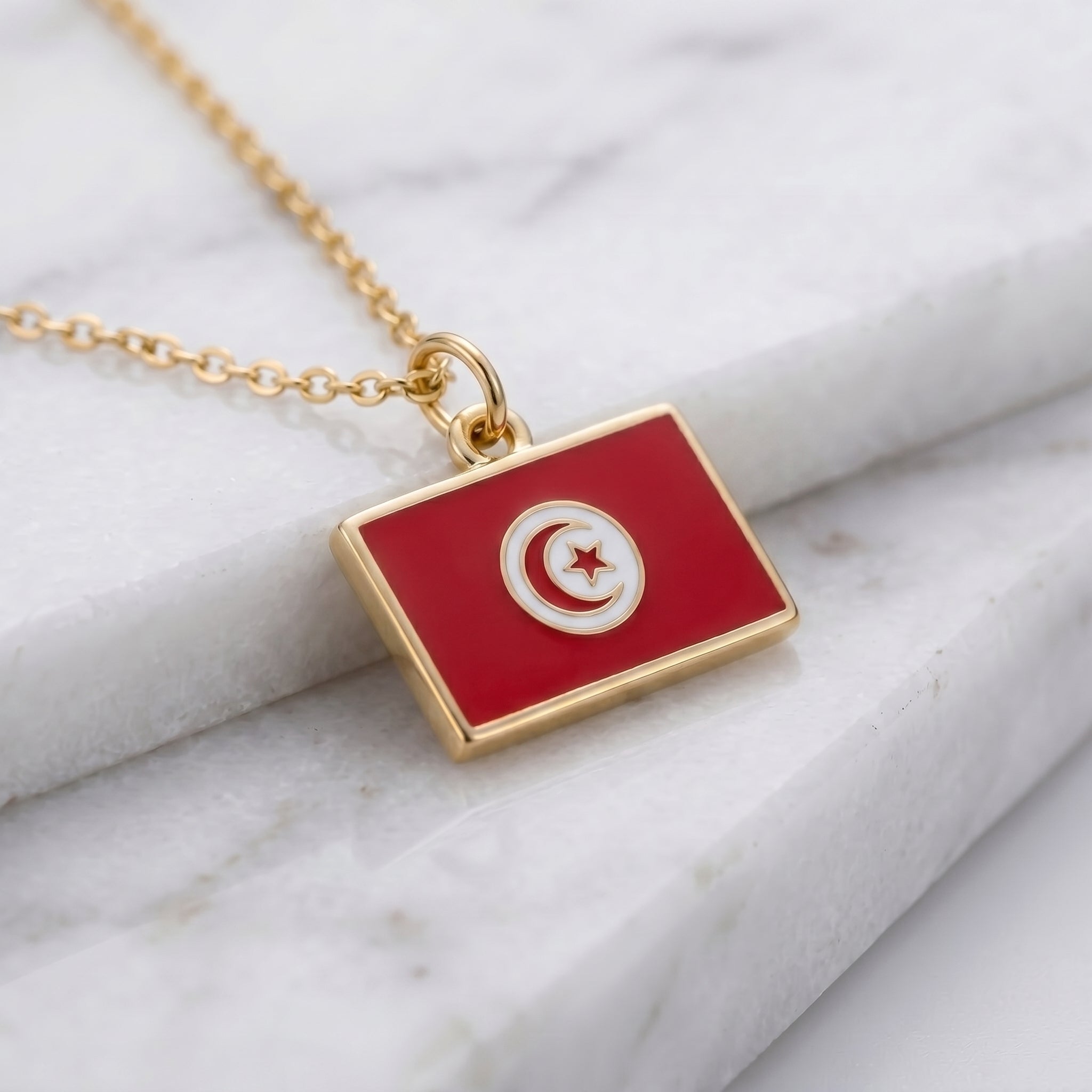Tunézia zászló charm · Arany