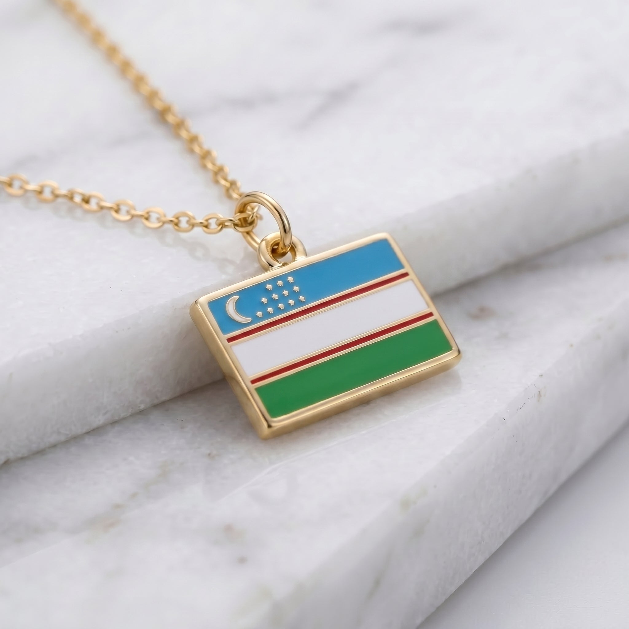 Üzbegisztán zászló charm · Arany
